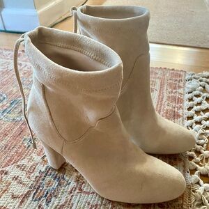 New suede tan ankle boots! Worn once . Size 9